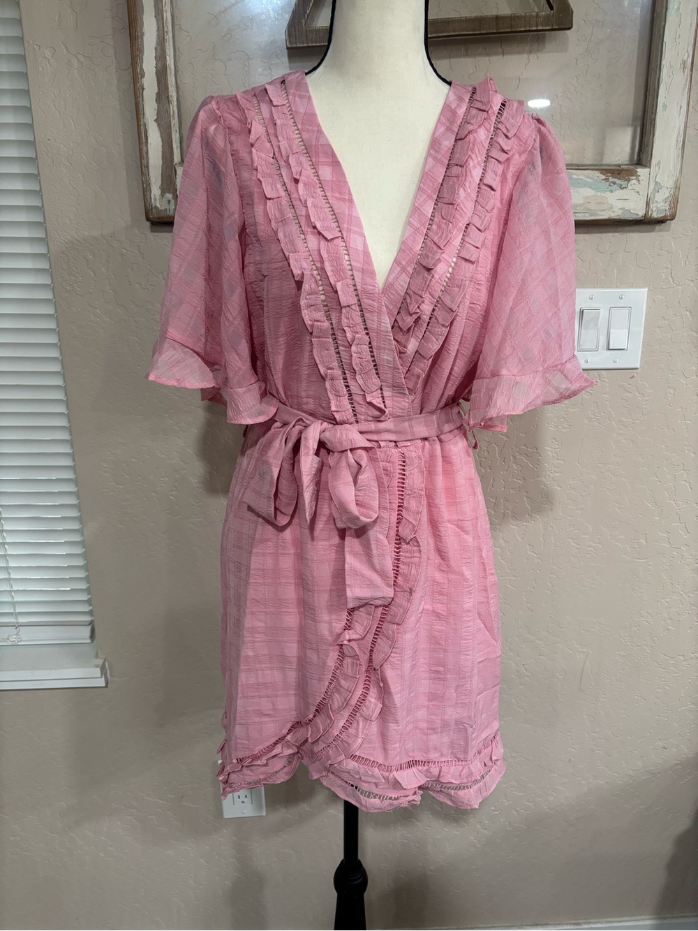 🔥Pink Ruffle Wrap Dress